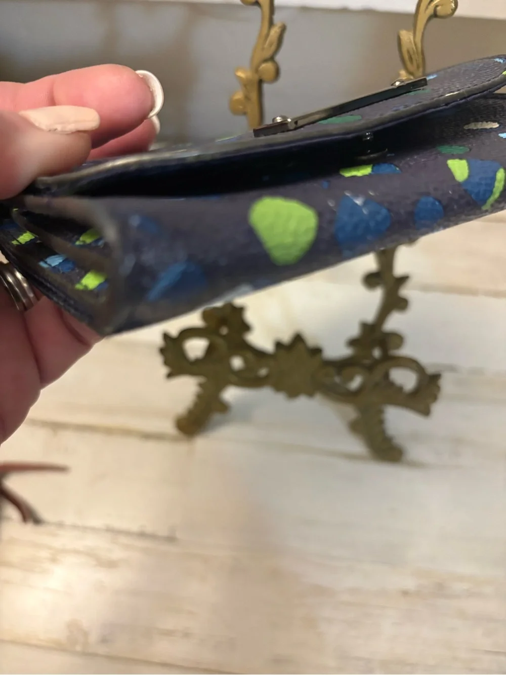 Vera Bradley Navy Confetti Compact Wallet - Picture 5 of 7